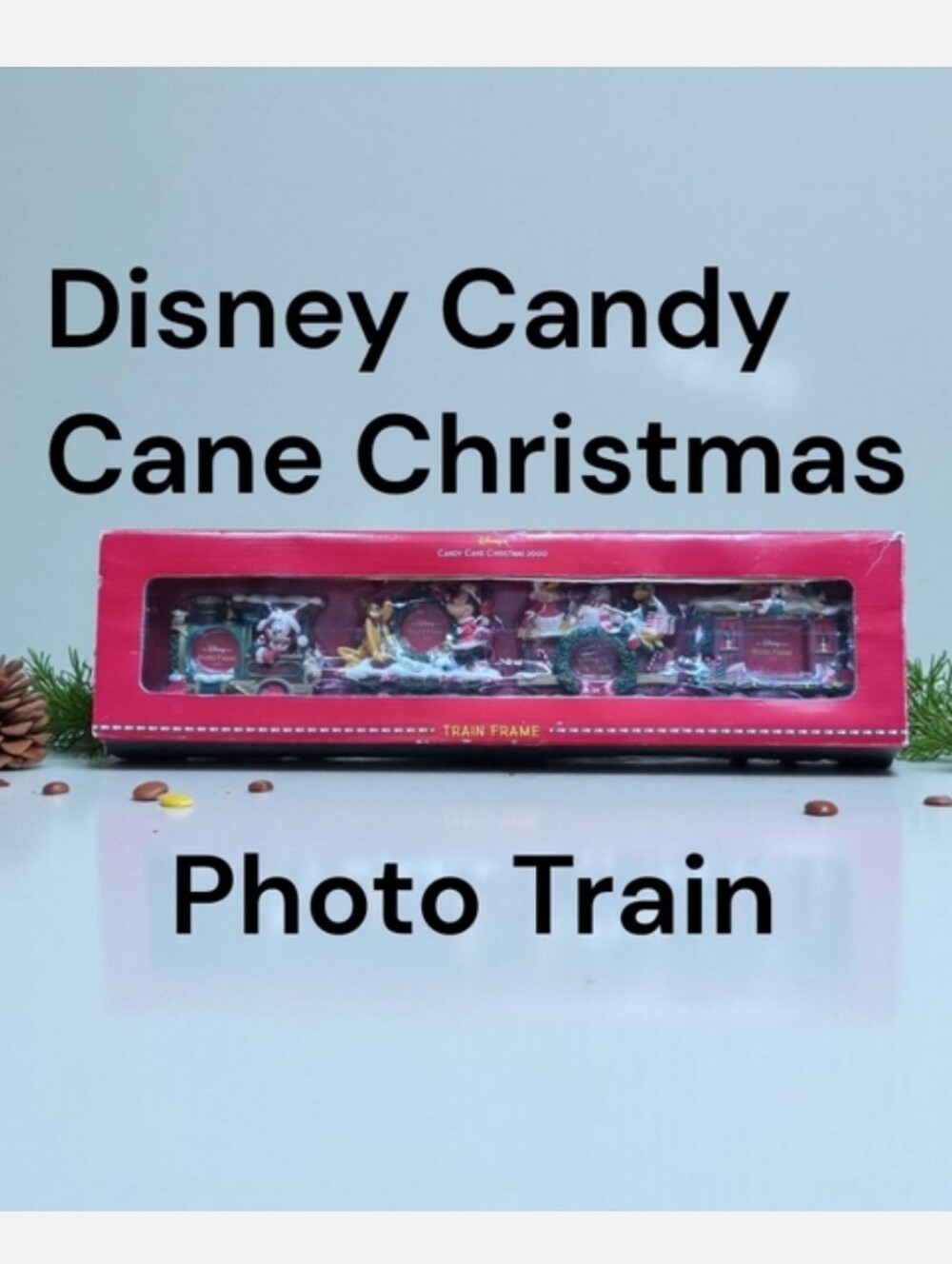 Disney Store "Candy Cane Christmas" Vintage (2000) Photo Train Frame Set